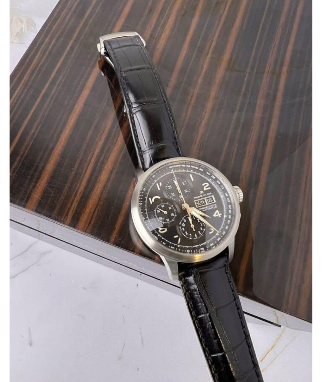 MAURICE LACROIX Черные металлические часы, фото 9