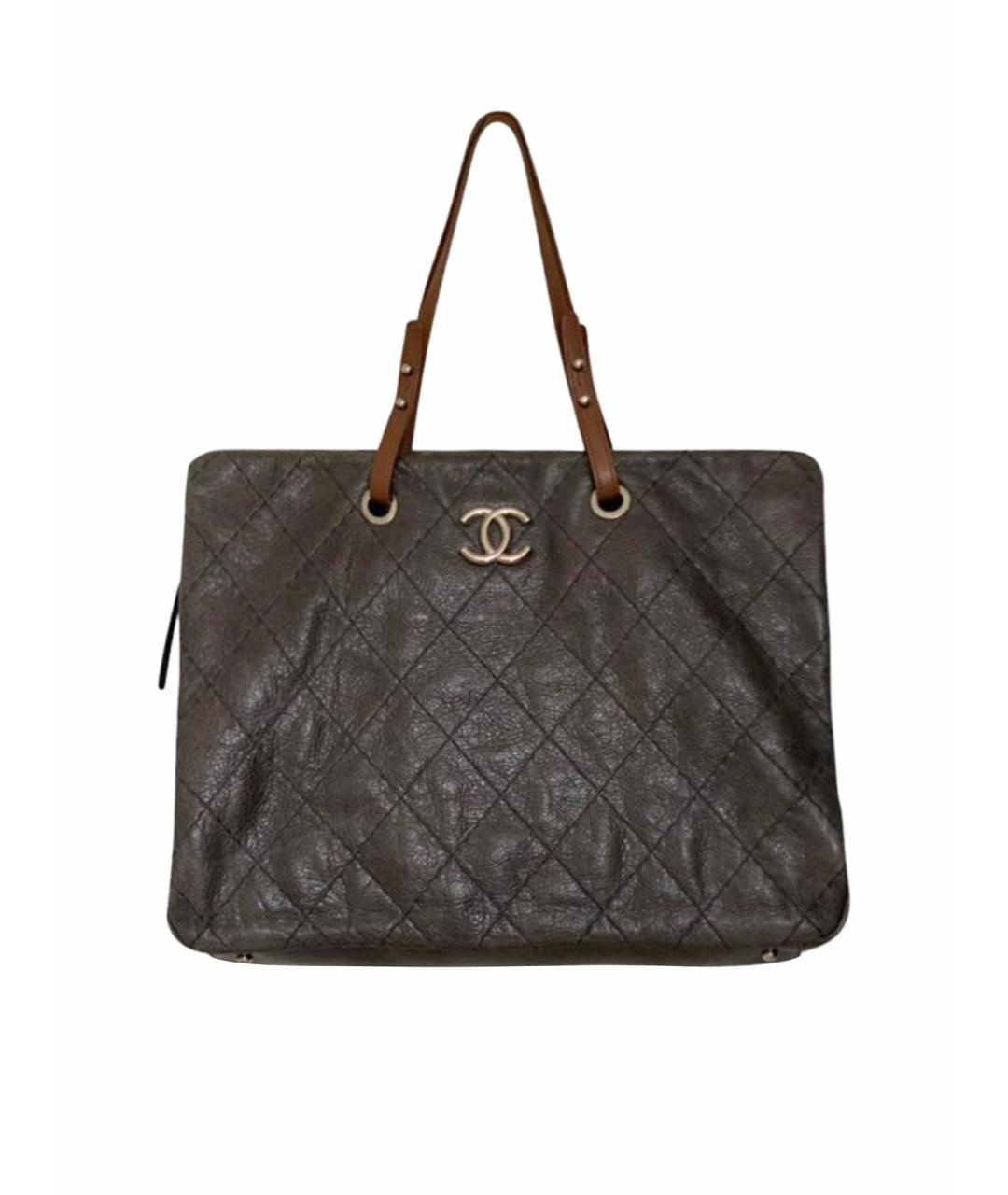 CHANEL PRE-OWNED Коричневая кожаная сумка тоут, фото 1