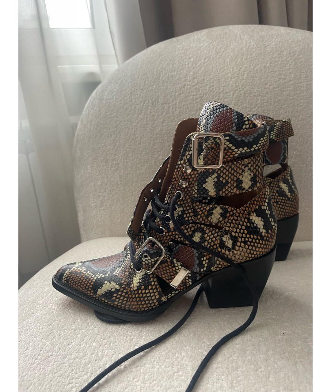 CHLOE Бежевые ботинки из экзотической кожи, фото 6