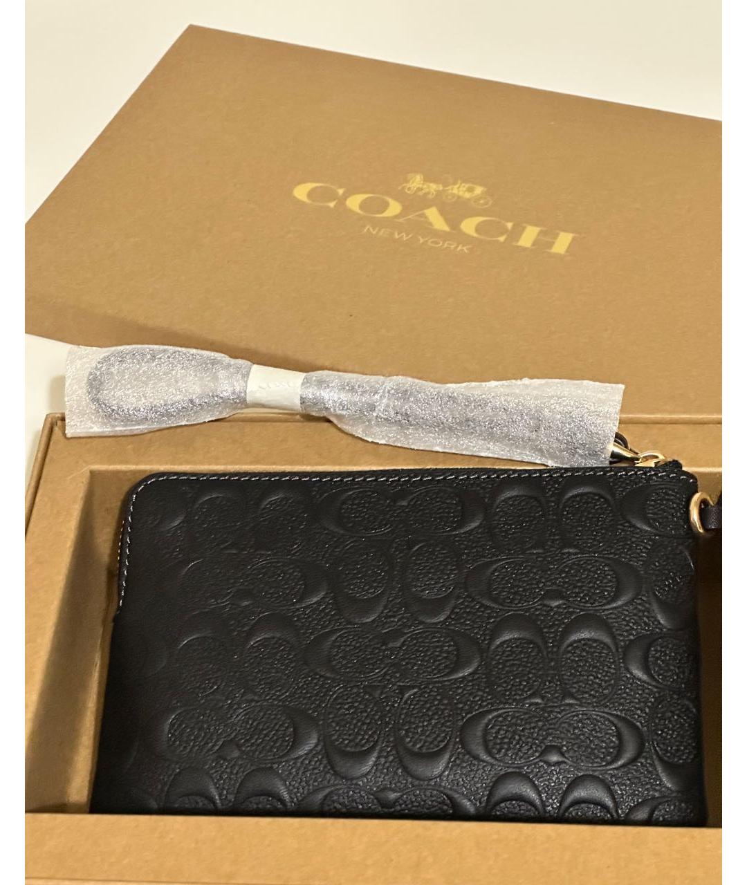 COACH Черная кожаная косметичка, фото 6