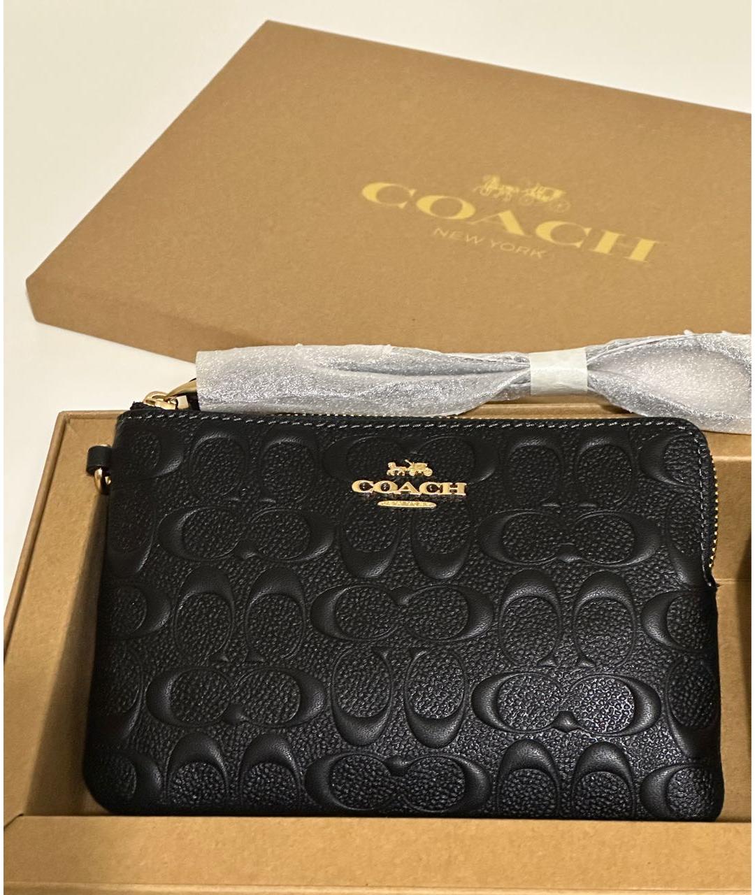 COACH Черная кожаная косметичка, фото 3