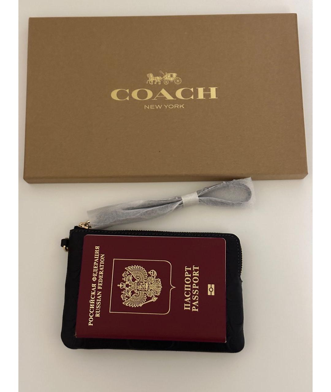 COACH Черная кожаная косметичка, фото 4