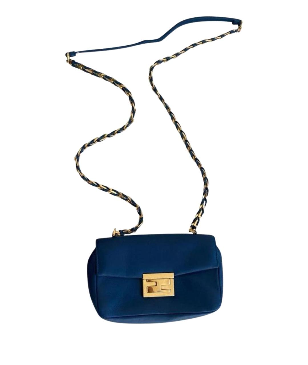 FENDI Темно-синяя кожаная сумка через плечо, фото 1