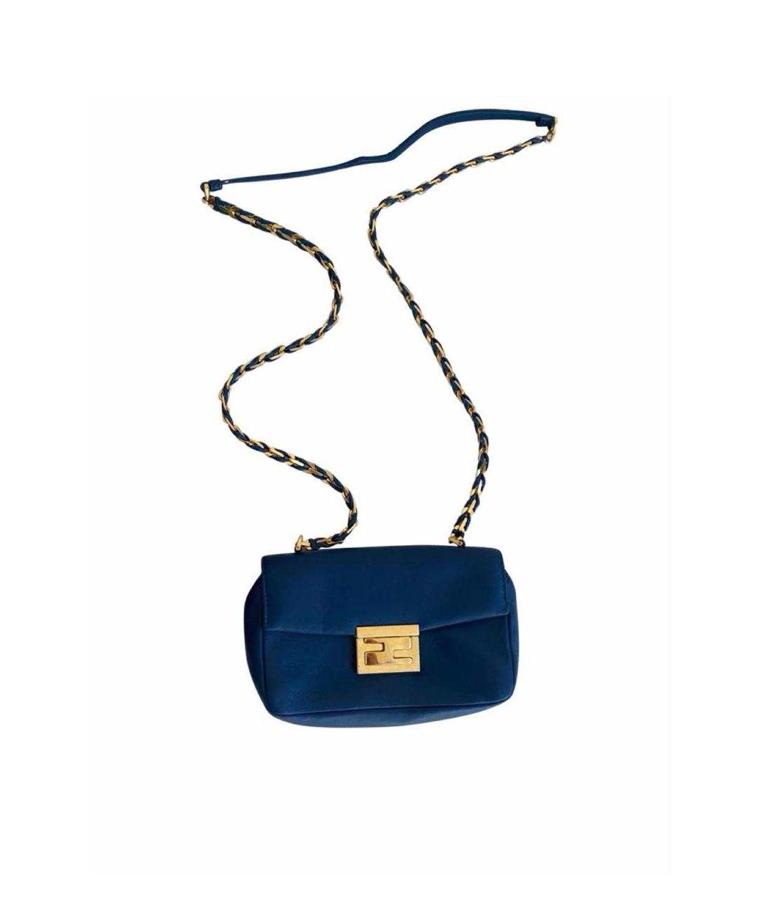 FENDI Темно-синяя кожаная сумка через плечо, фото 9