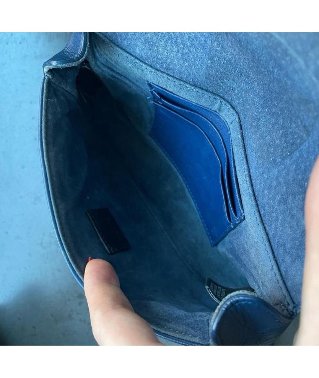 FENDI Темно-синяя кожаная сумка через плечо, фото 4