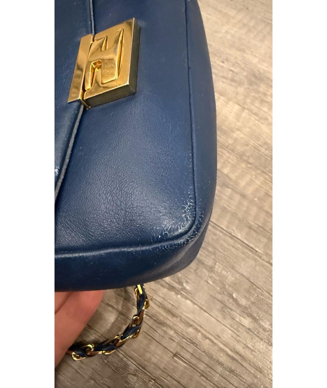 FENDI Темно-синяя кожаная сумка через плечо, фото 7