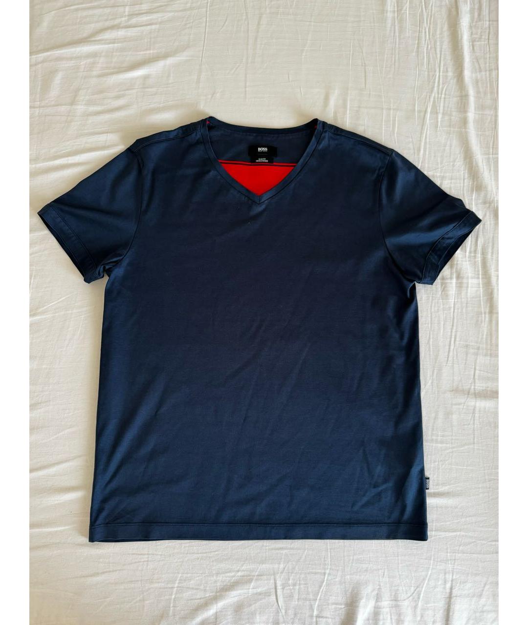 HUGO BOSS Темно-синяя хлопковая футболка, фото 7