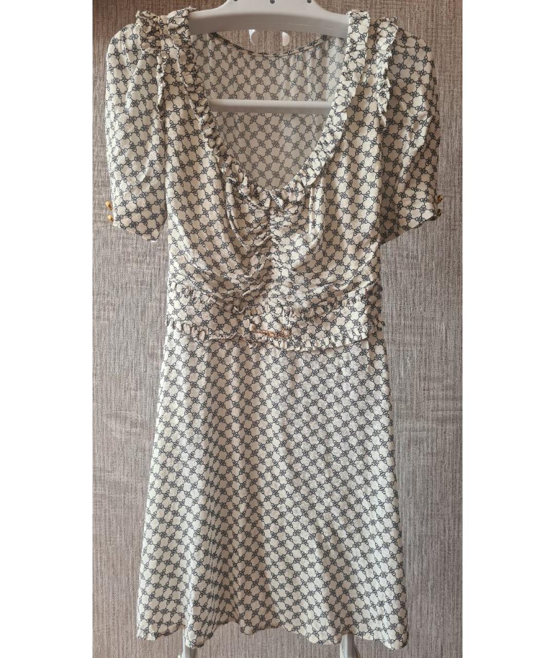 ELISABETTA FRANCHI Белое вискозное повседневное платье, фото 6