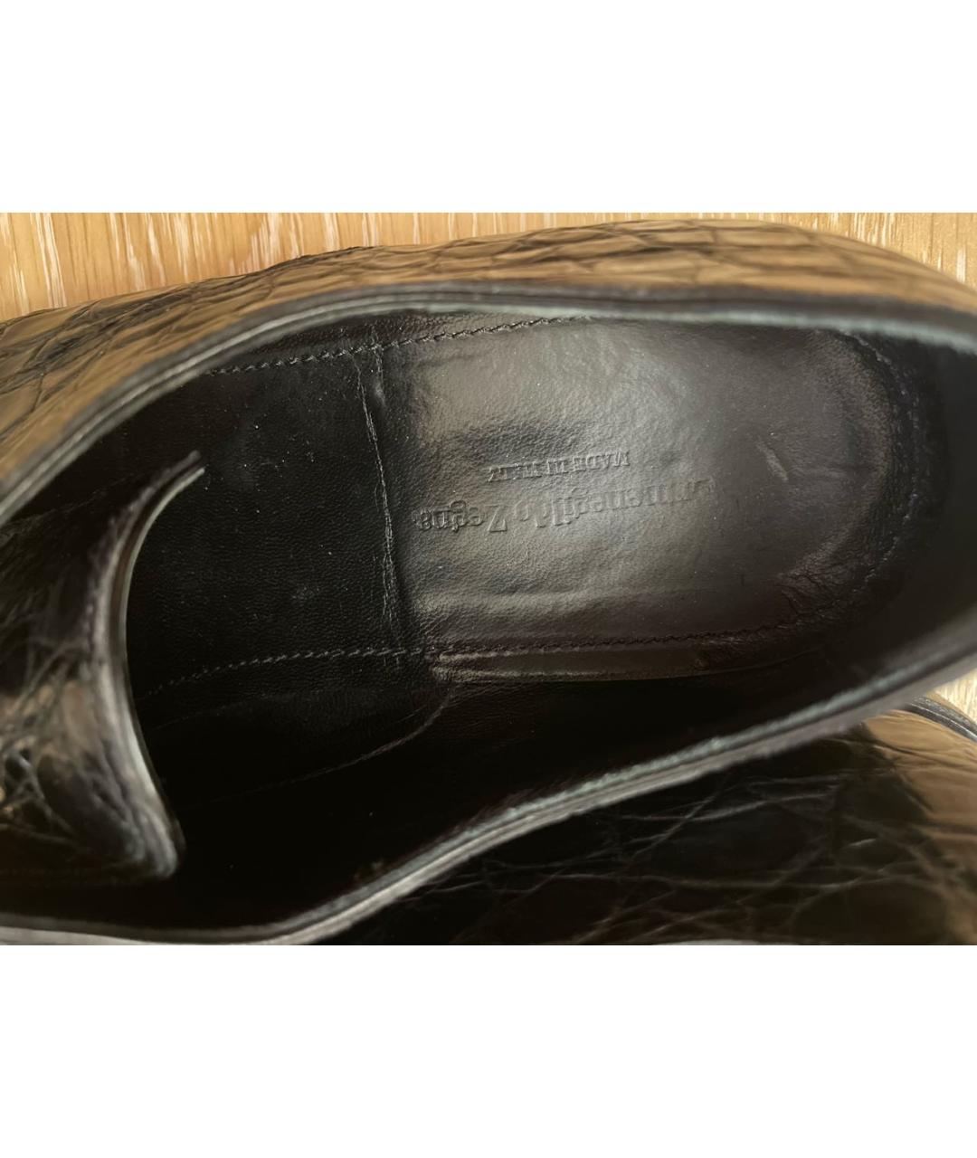 ERMENEGILDO ZEGNA Черные туфли из экзотической кожи, фото 6