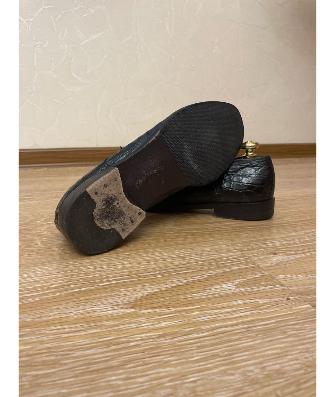 ERMENEGILDO ZEGNA Черные туфли из экзотической кожи, фото 4