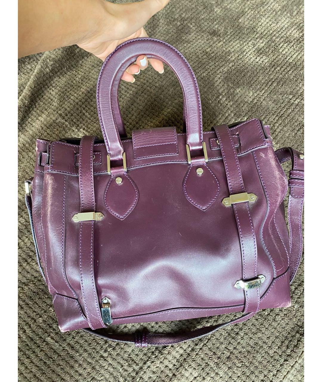 ROBERTO CAVALLI Фиолетовая кожаная сумка тоут, фото 3