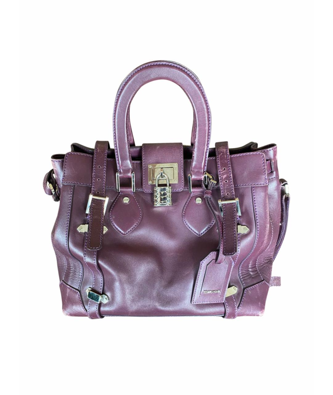 ROBERTO CAVALLI Фиолетовая кожаная сумка тоут, фото 1