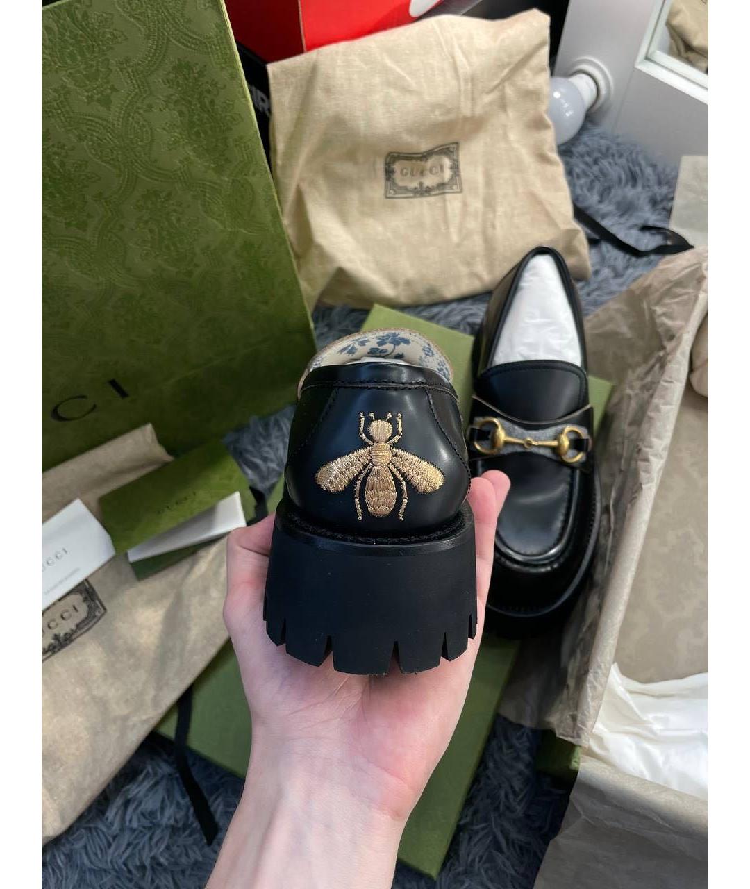 GUCCI Черные кожаные лоферы, фото 5