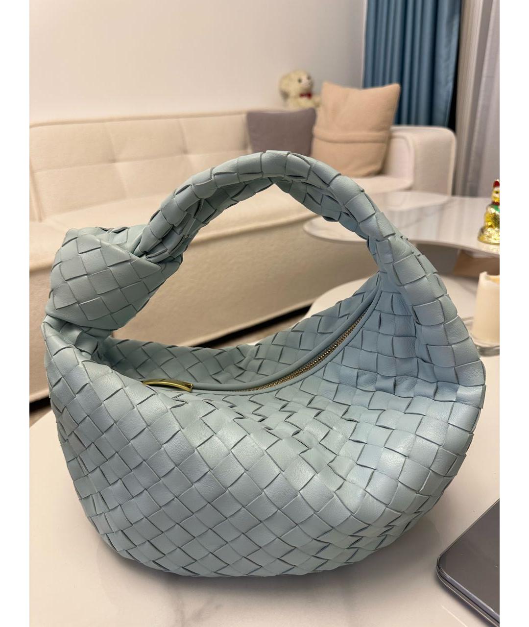 BOTTEGA VENETA Голубая кожаная сумка с короткими ручками, фото 2