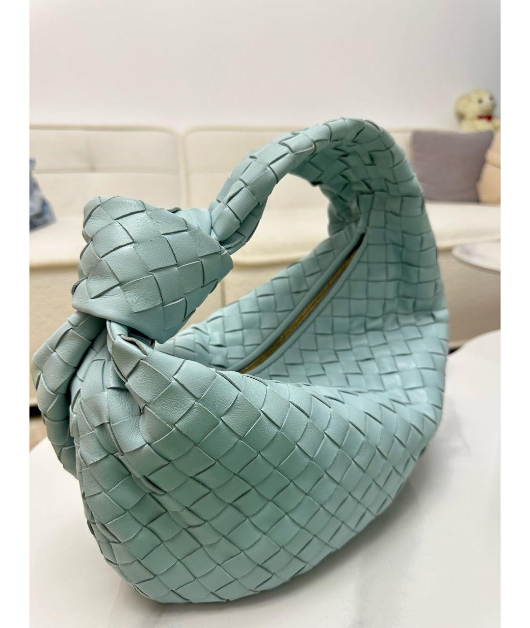 BOTTEGA VENETA Голубая кожаная сумка с короткими ручками, фото 3