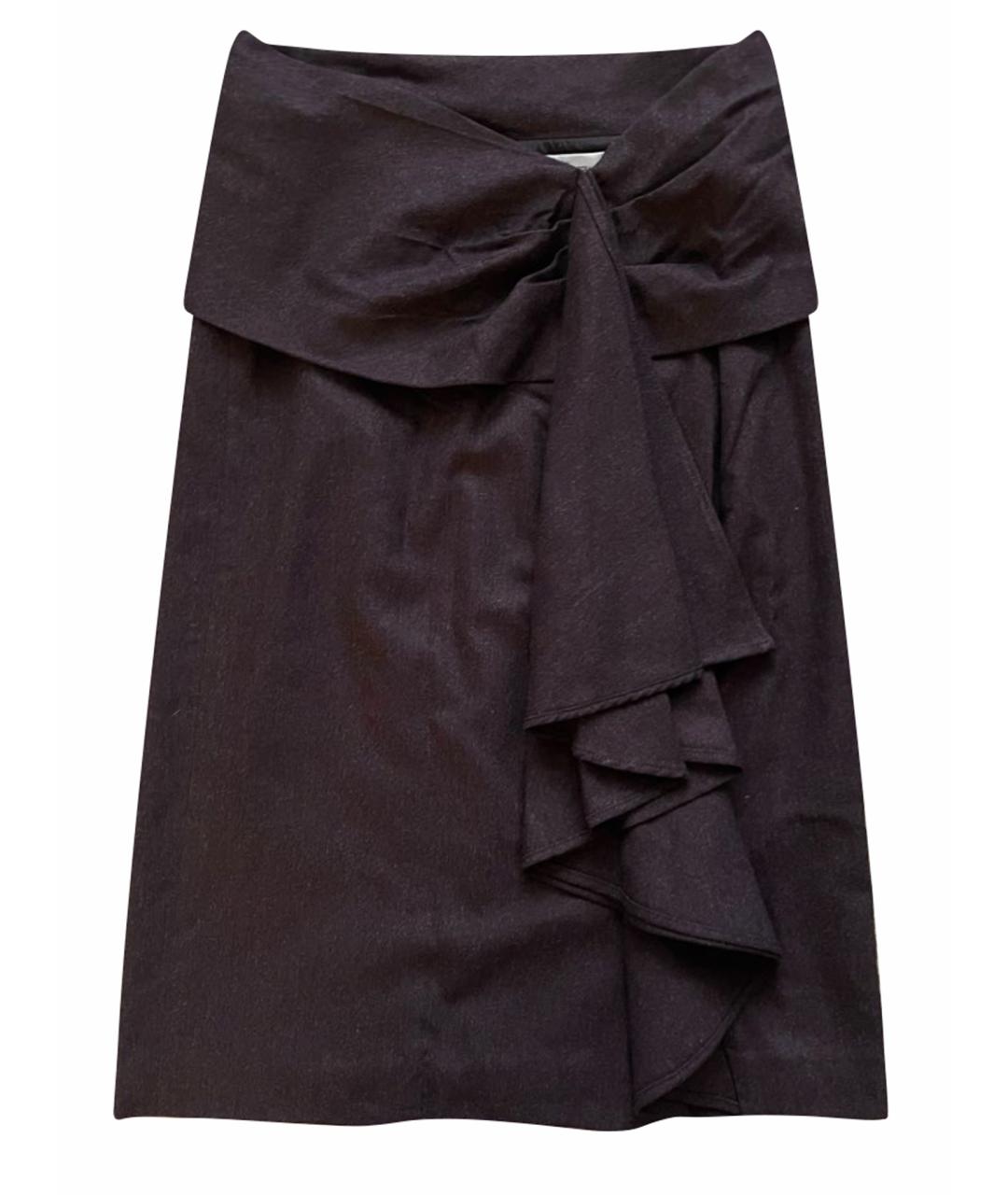 MAX MARA Фиолетовая шерстяная юбка миди, фото 1