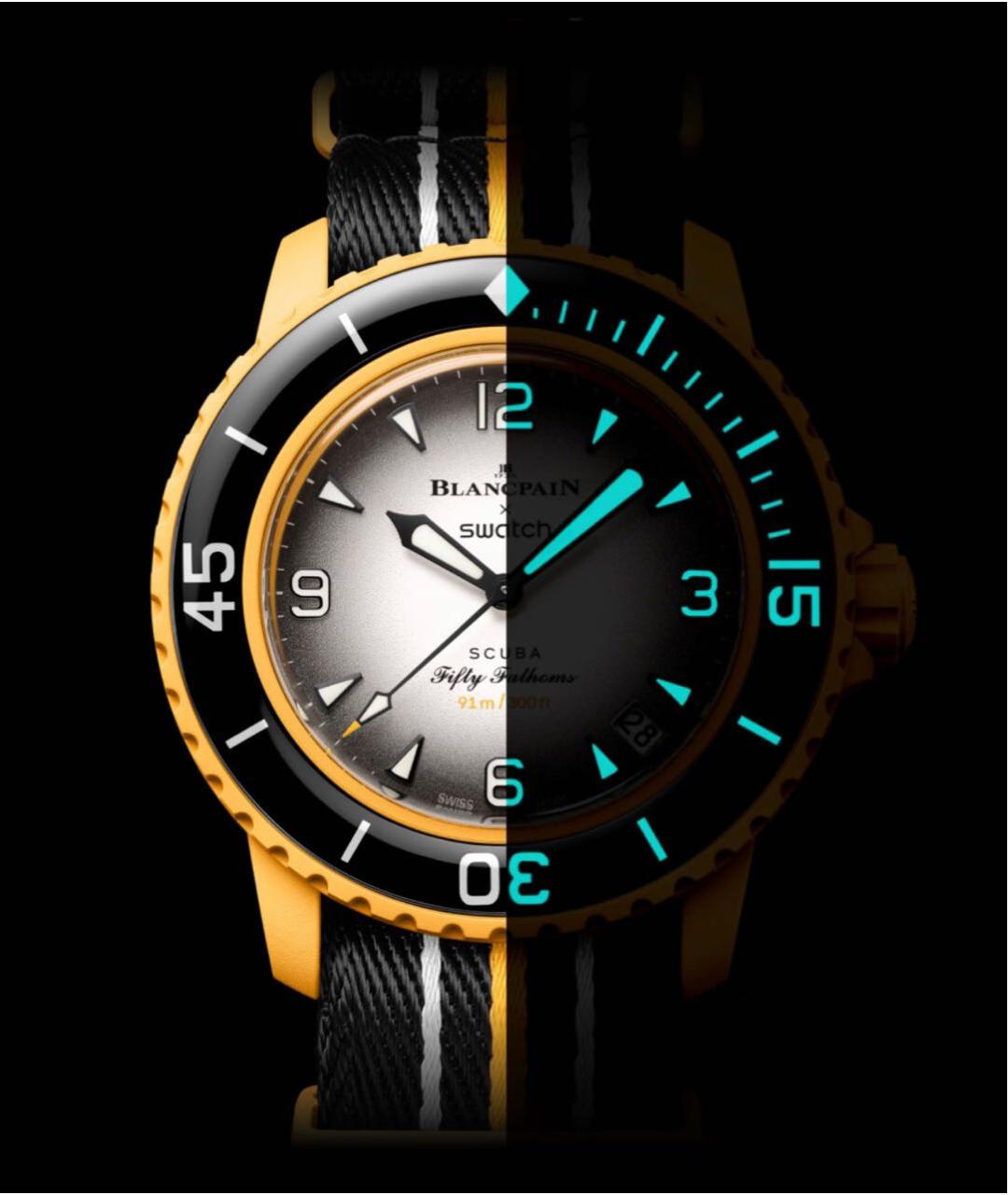 Blancpain Желтые керамические часы, фото 5