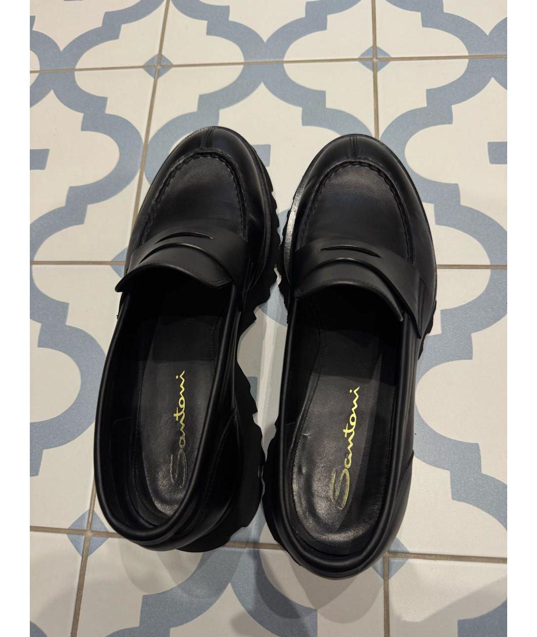SANTONI Черные кожаные лоферы, фото 4