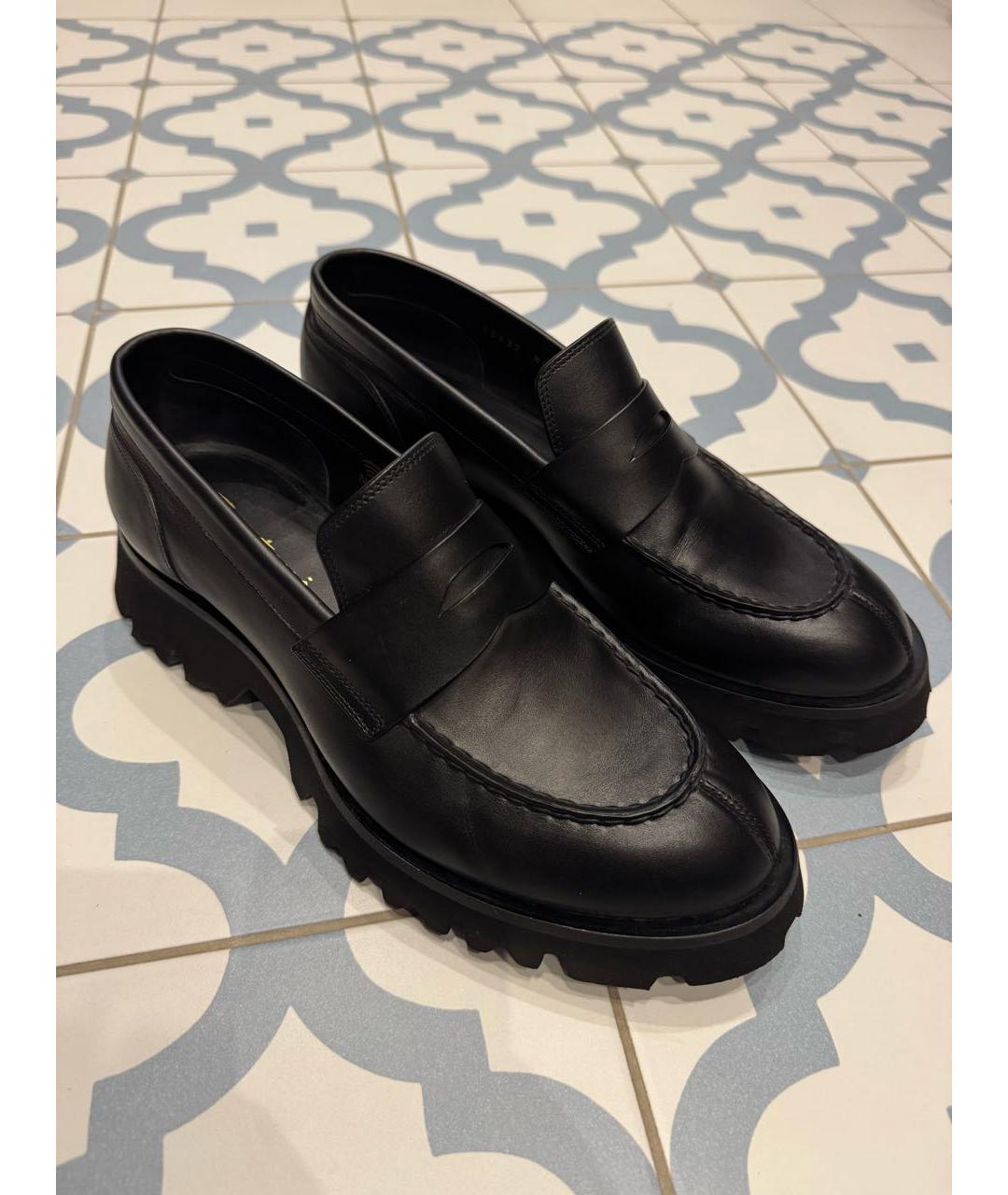 SANTONI Черные кожаные лоферы, фото 6