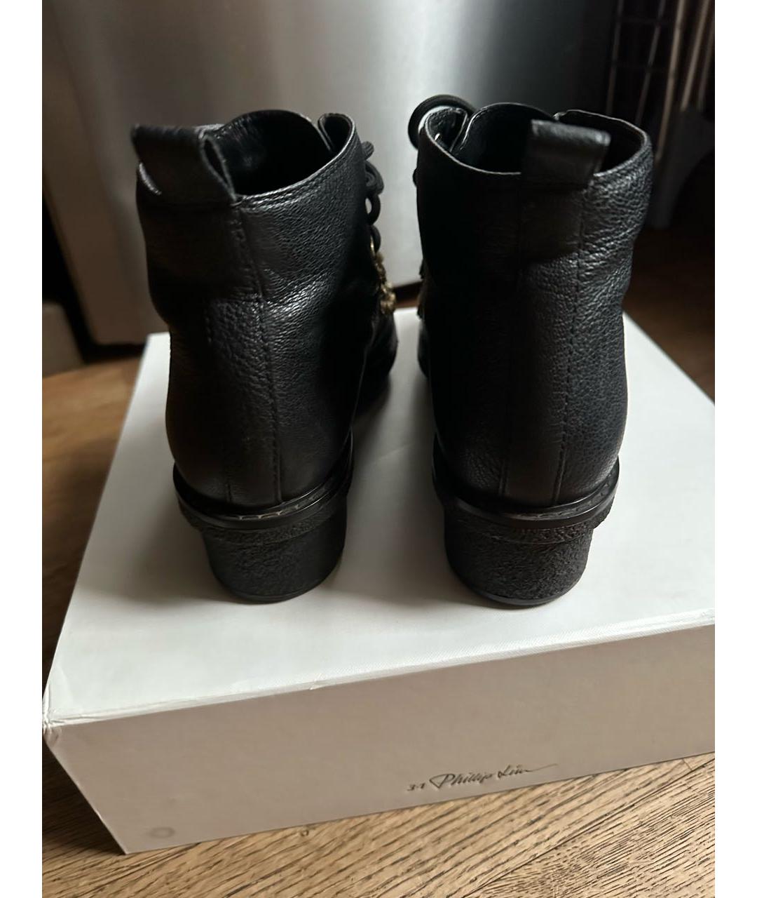 3.1 PHILLIP LIM Черные кожаные ботинки, фото 4