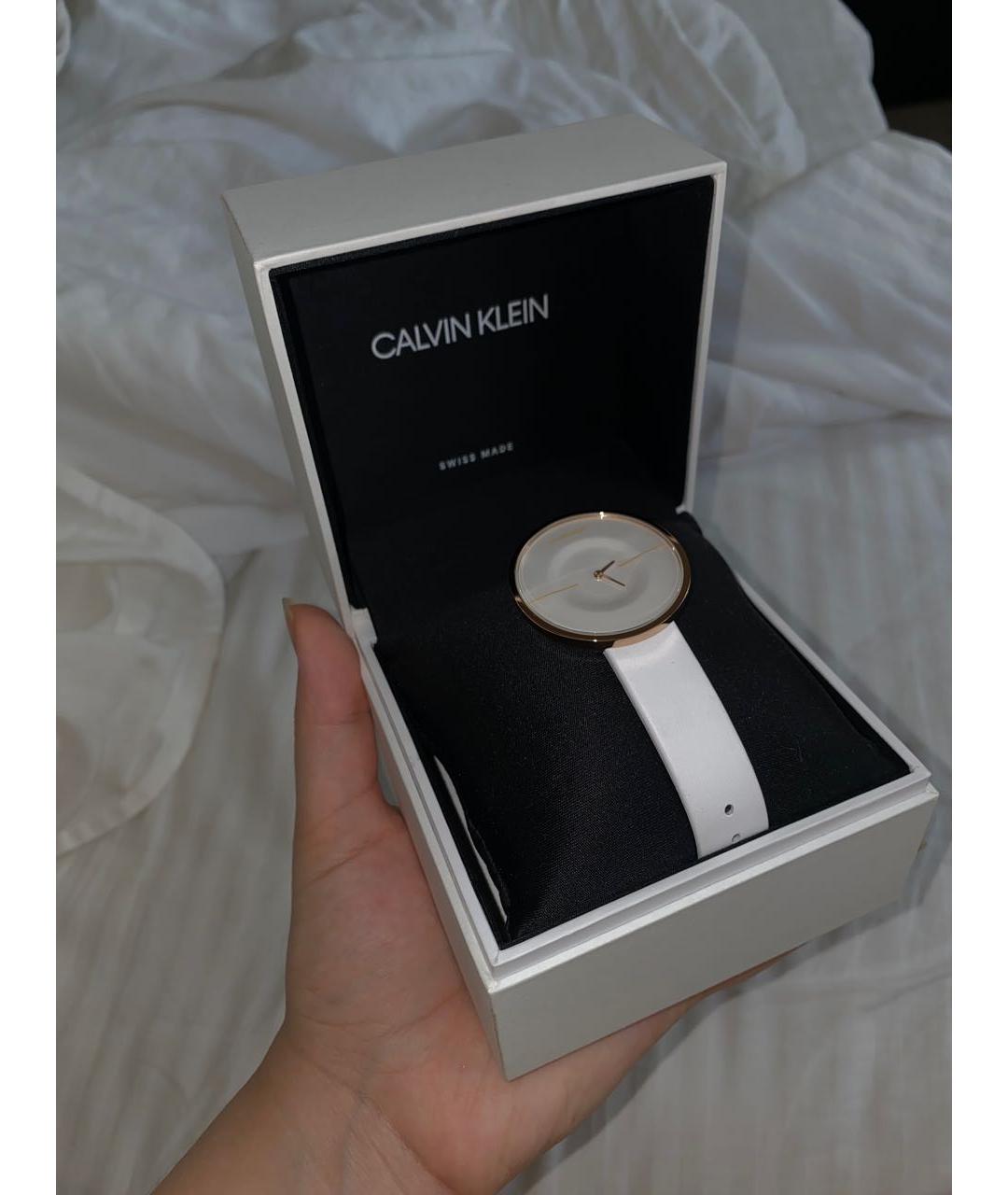 CALVIN KLEIN Белые кожаные часы, фото 3