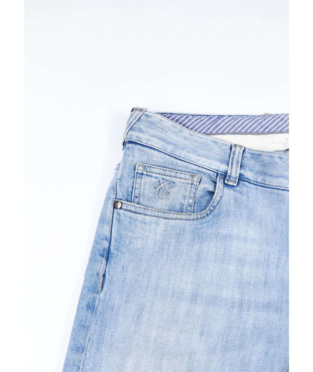 CANALI Голубые хлопковые прямые джинсы, фото 4