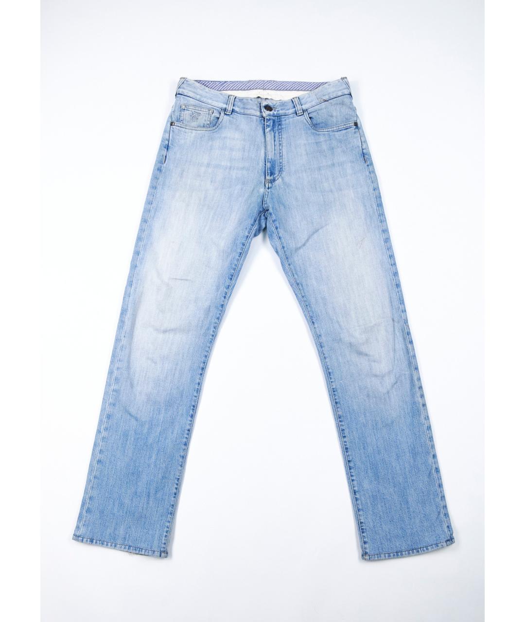 CANALI Голубые хлопковые прямые джинсы, фото 5