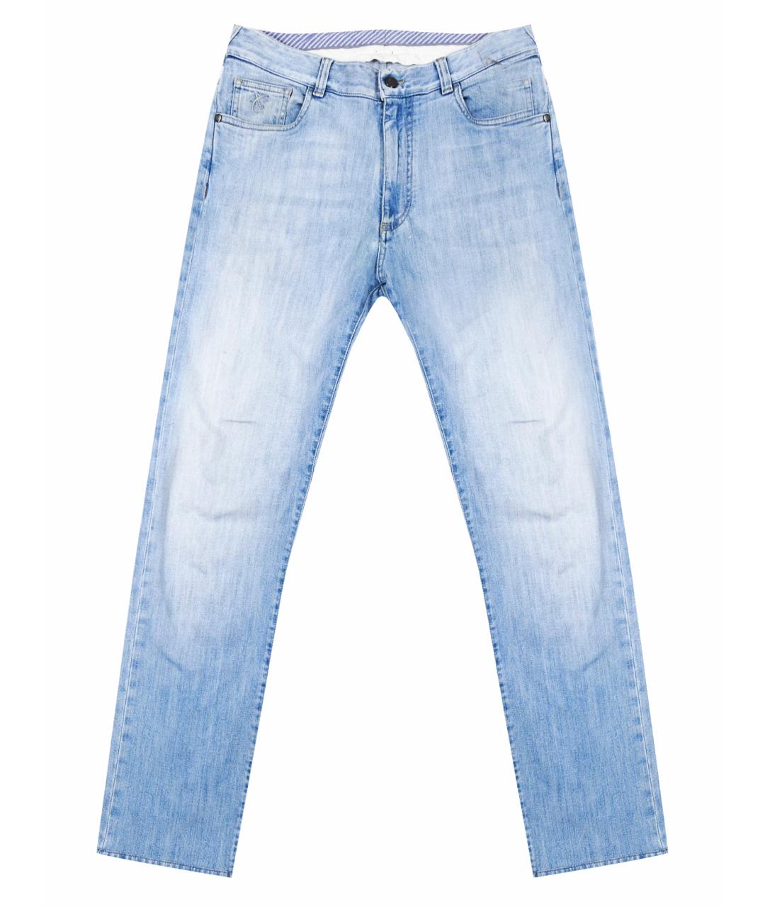 CANALI Голубые хлопковые прямые джинсы, фото 1