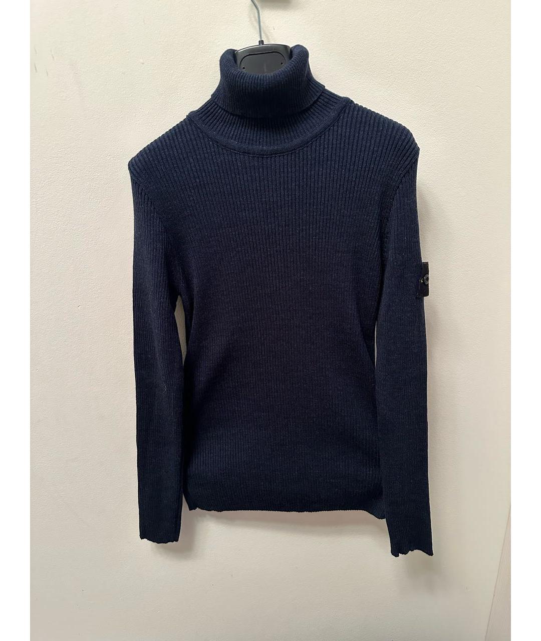 STONE ISLAND Темно-синяя хлопковая водолазка, фото 6