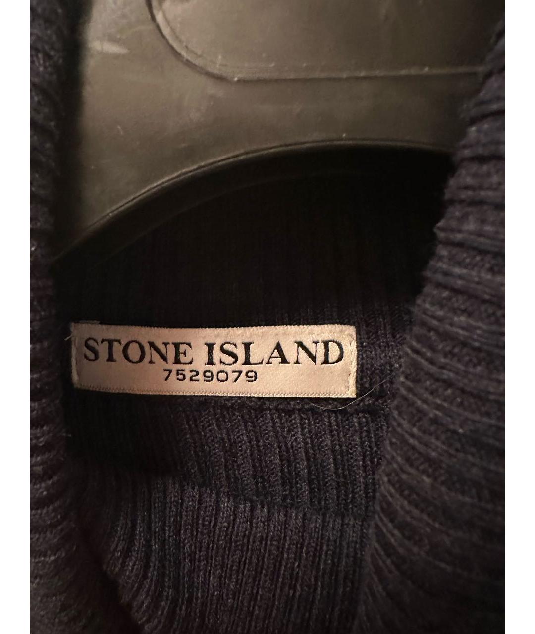 STONE ISLAND Темно-синяя хлопковая водолазка, фото 3
