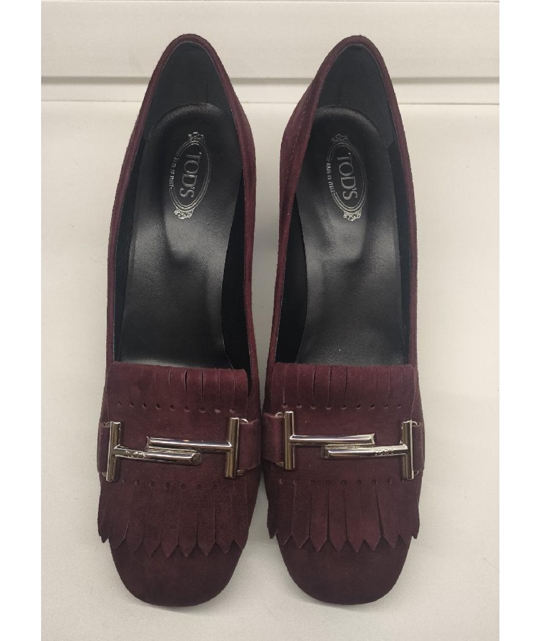 TOD'S Бордовые замшевые туфли, фото 2