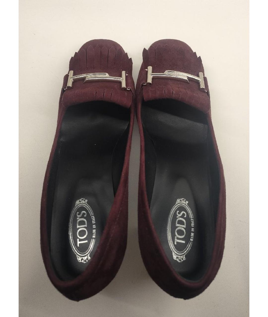 TOD'S Бордовые замшевые туфли, фото 3
