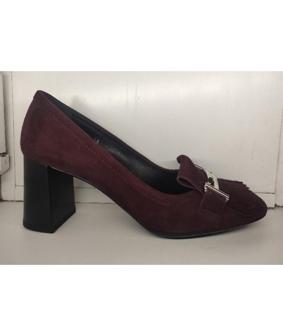 TOD'S Бордовые замшевые туфли, фото 8