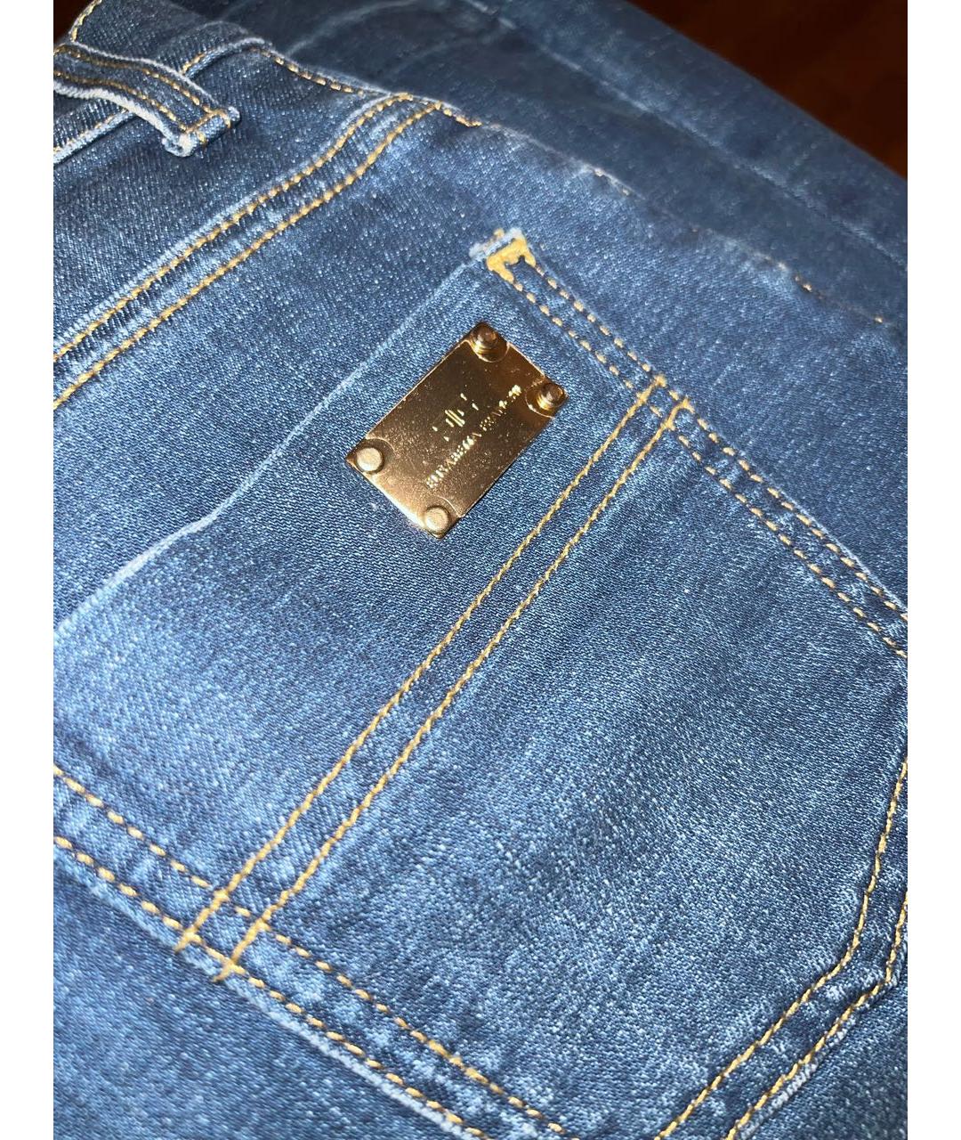 ELISABETTA FRANCHI Синие хлопко-эластановые джинсы клеш, фото 4