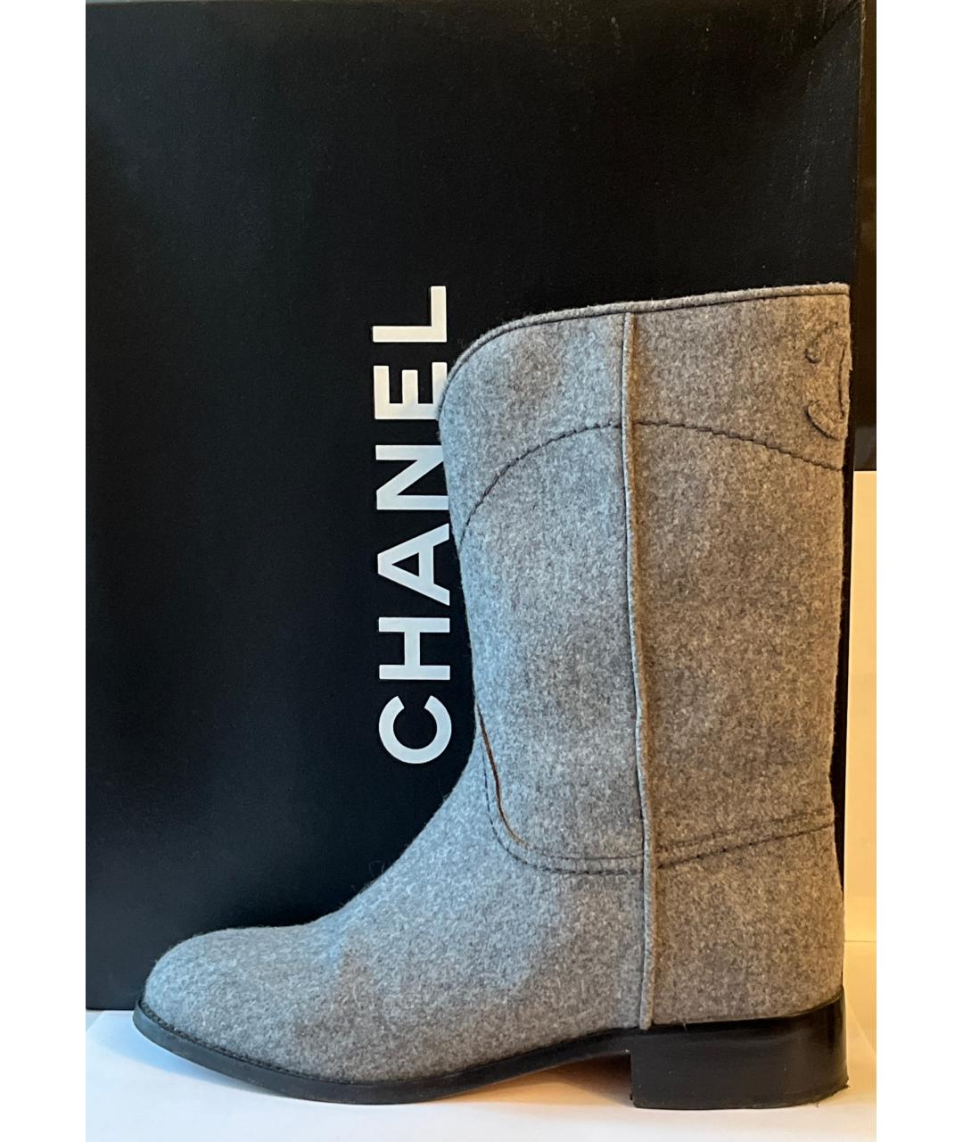 CHANEL Серые сапоги, фото 10