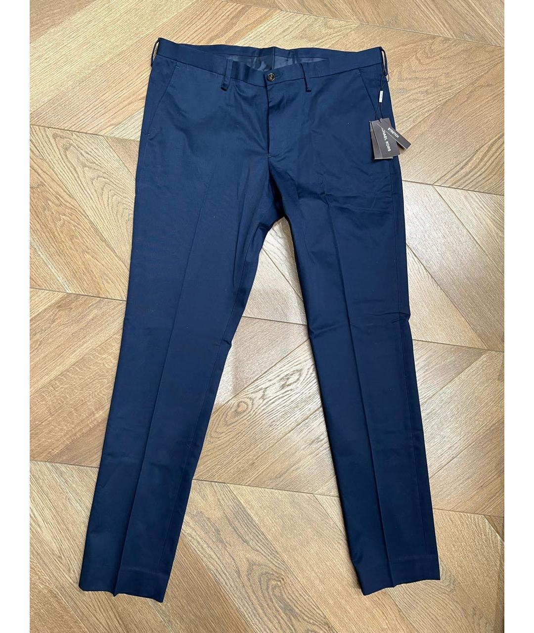 MICHAEL KORS Темно-синие хлопко-эластановые классические брюки, фото 4