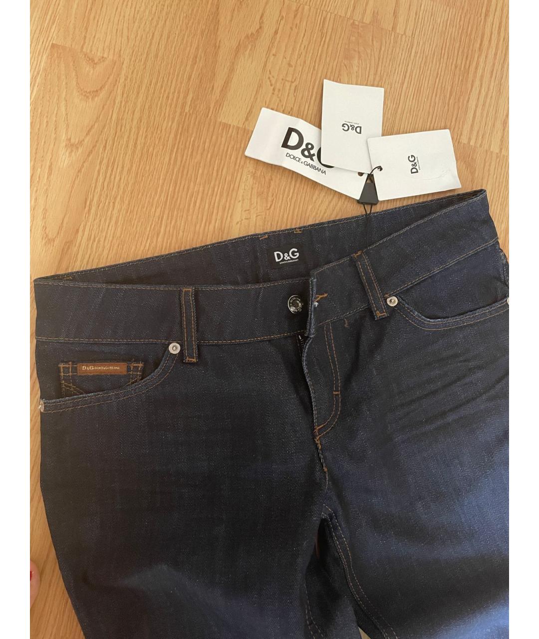 DOLCE&GABBANA Темно-синие хлопковые прямые джинсы, фото 3