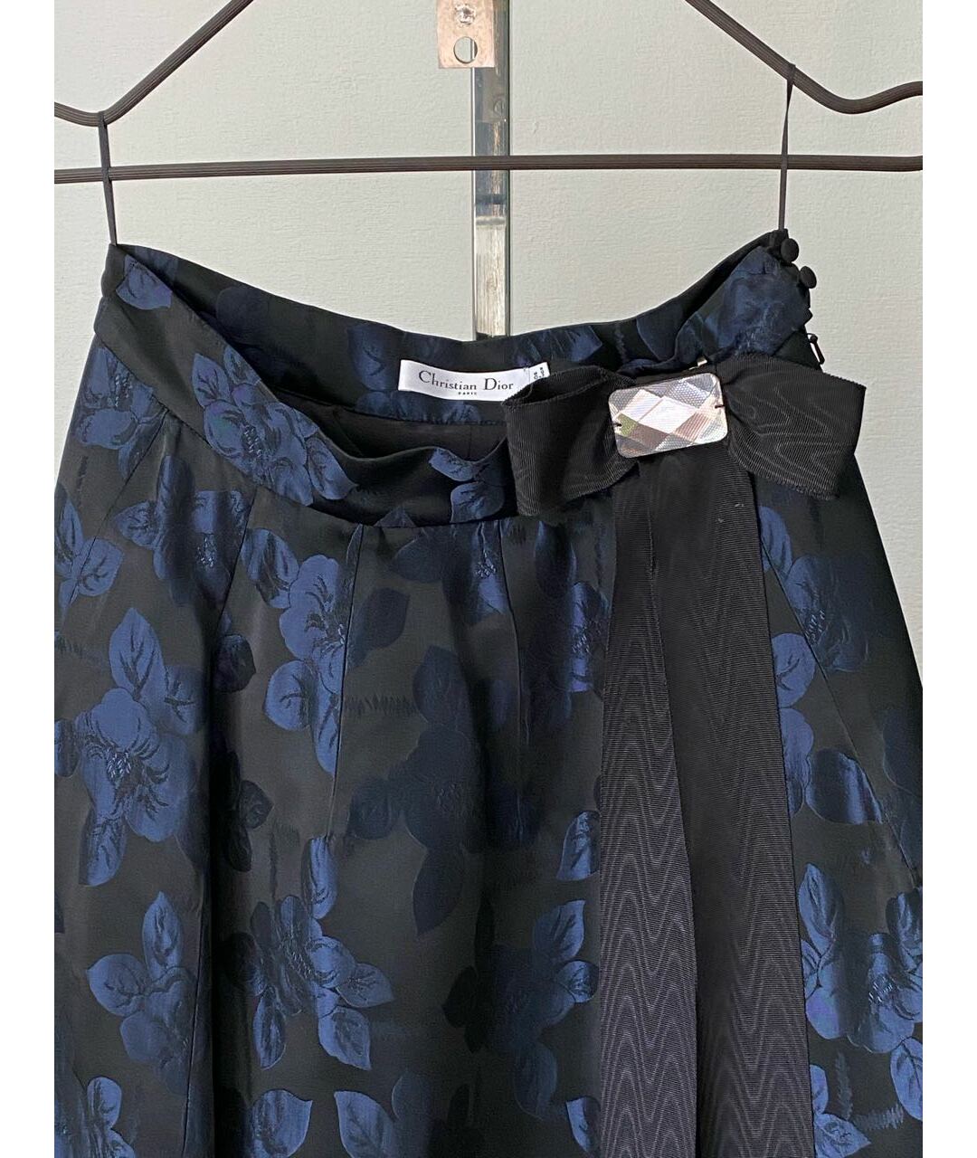 CHRISTIAN DIOR PRE-OWNED Синяя шелковая юбка макси, фото 4