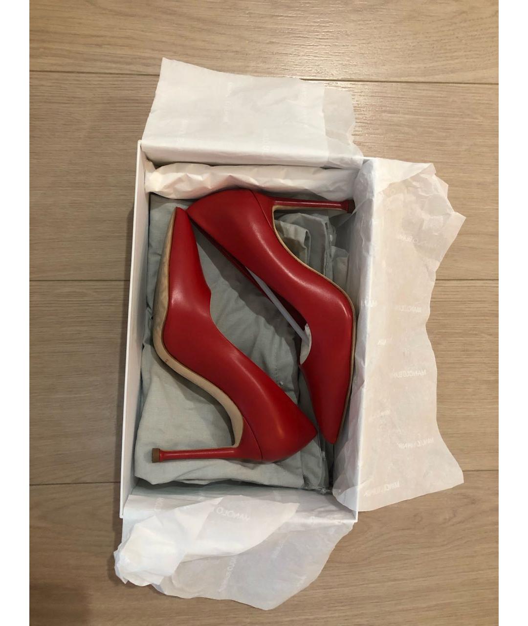 MANOLO BLAHNIK Красные кожаные туфли, фото 6