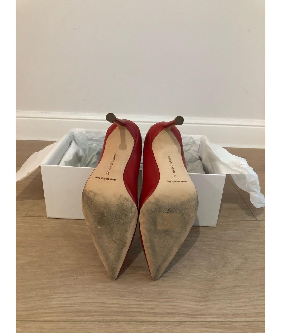 MANOLO BLAHNIK Красные кожаные туфли, фото 7