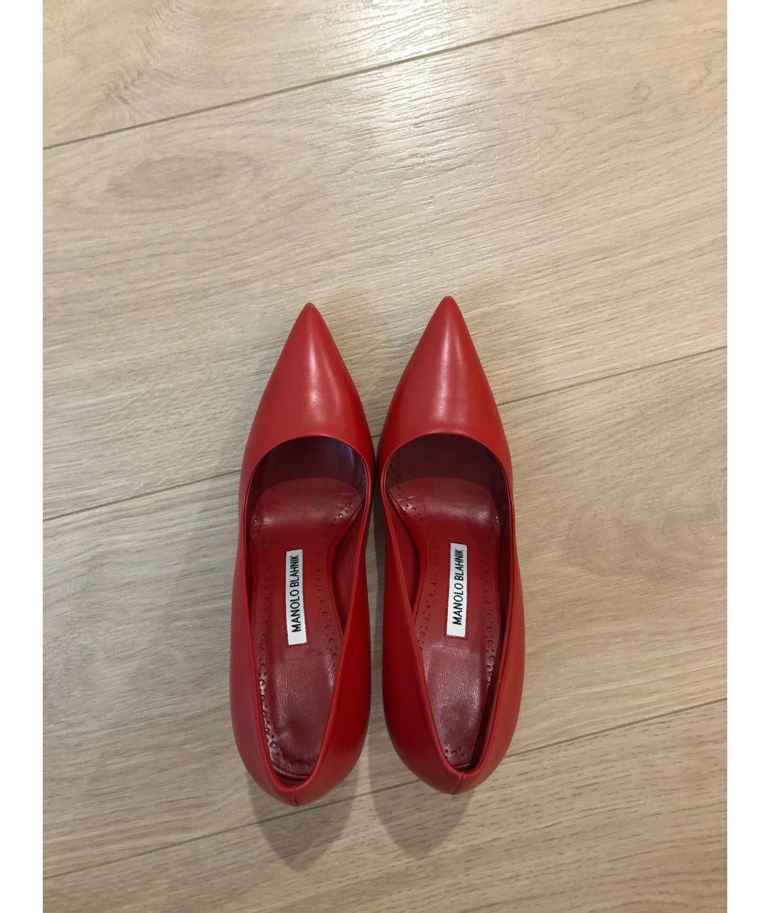 MANOLO BLAHNIK Красные кожаные туфли, фото 3