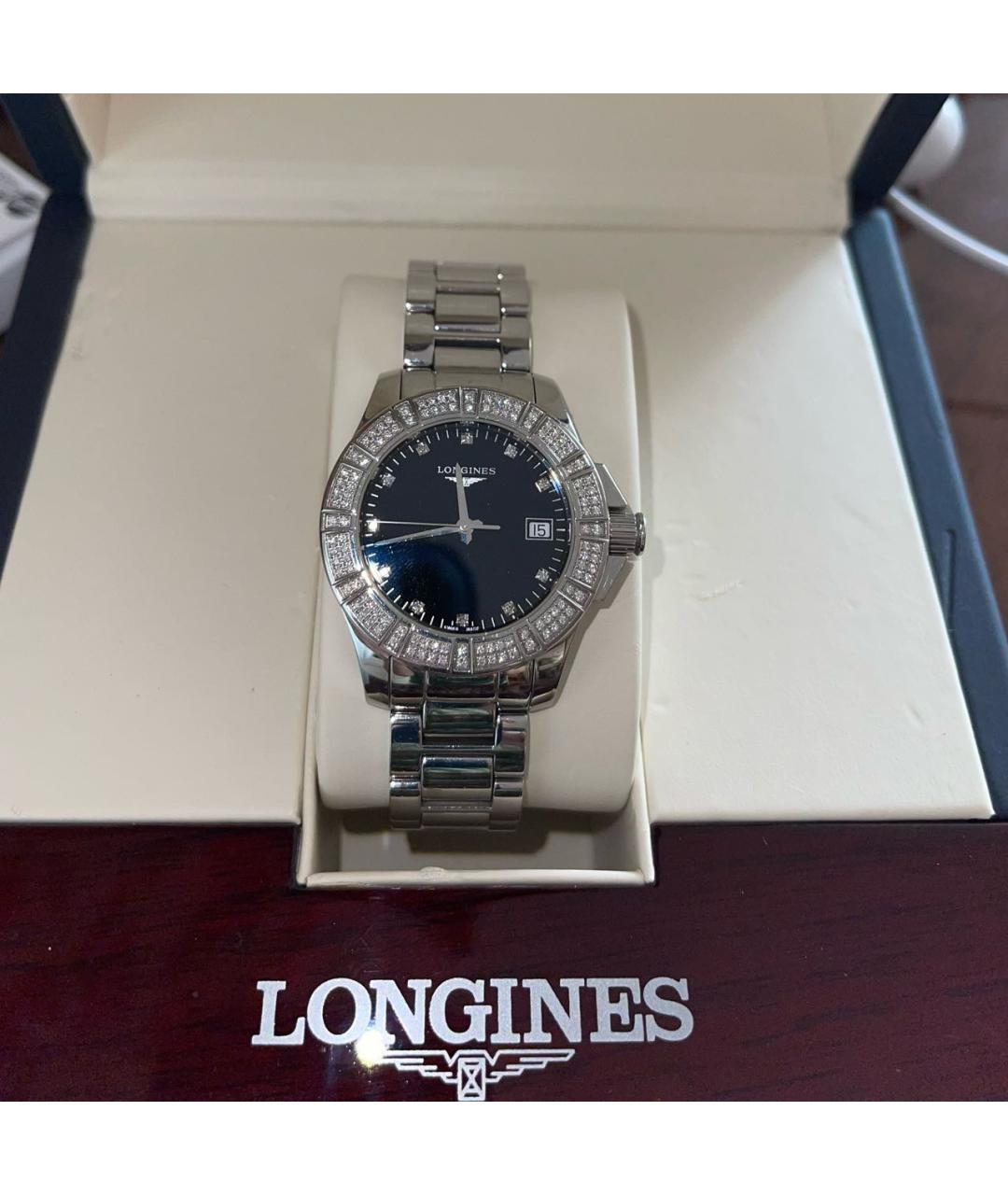 LONGINES Серебряные стеклянные часы, фото 7