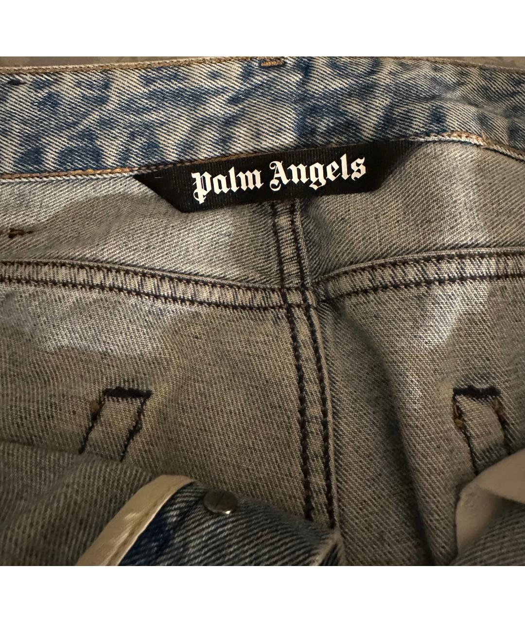 PALM ANGELS Голубые хлопковые джинсы скинни, фото 4