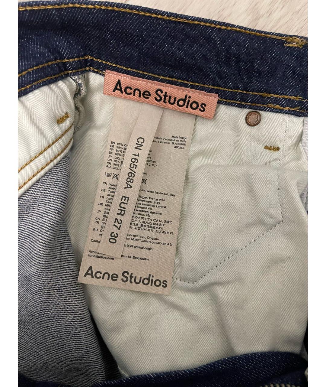 ACNE STUDIOS Темно-синие хлопковые джинсы слим, фото 4