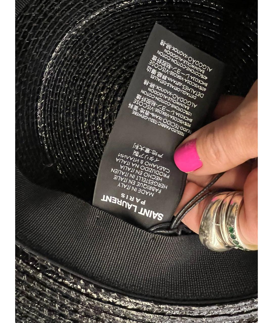 SAINT LAURENT Черная синтетическая шляпа, фото 2