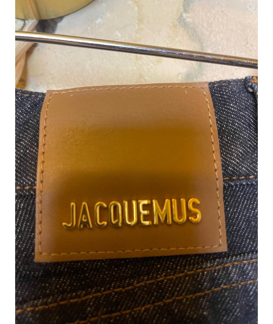 JACQUEMUS Темно-синие хлопковые прямые джинсы, фото 4