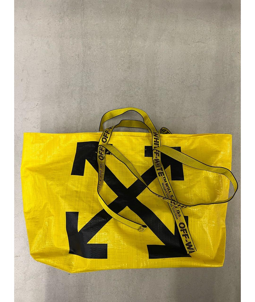 OFF-WHITE Желтая синтетическая сумка тоут, фото 3