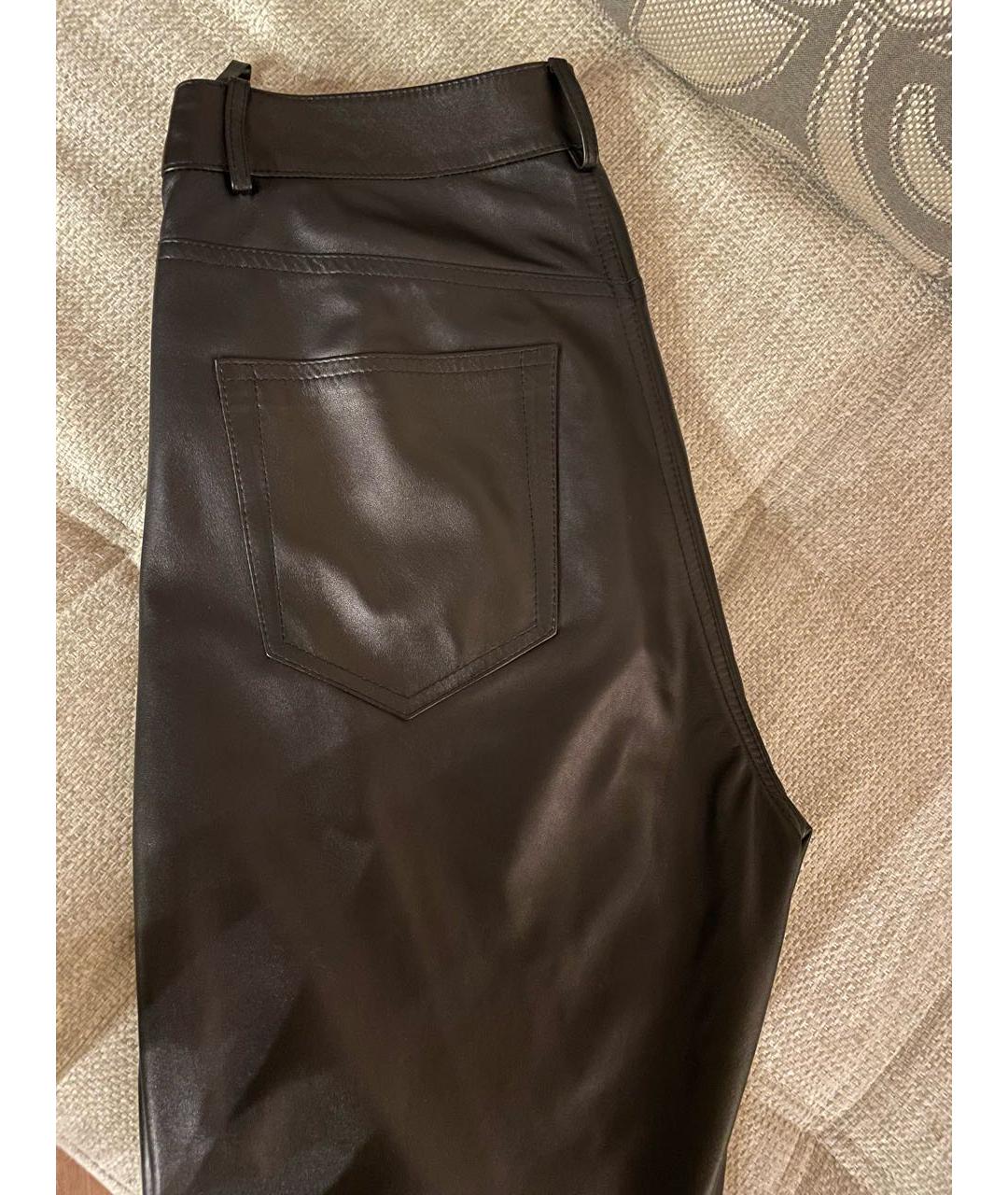 DROME Черные кожаные прямые брюки, фото 2