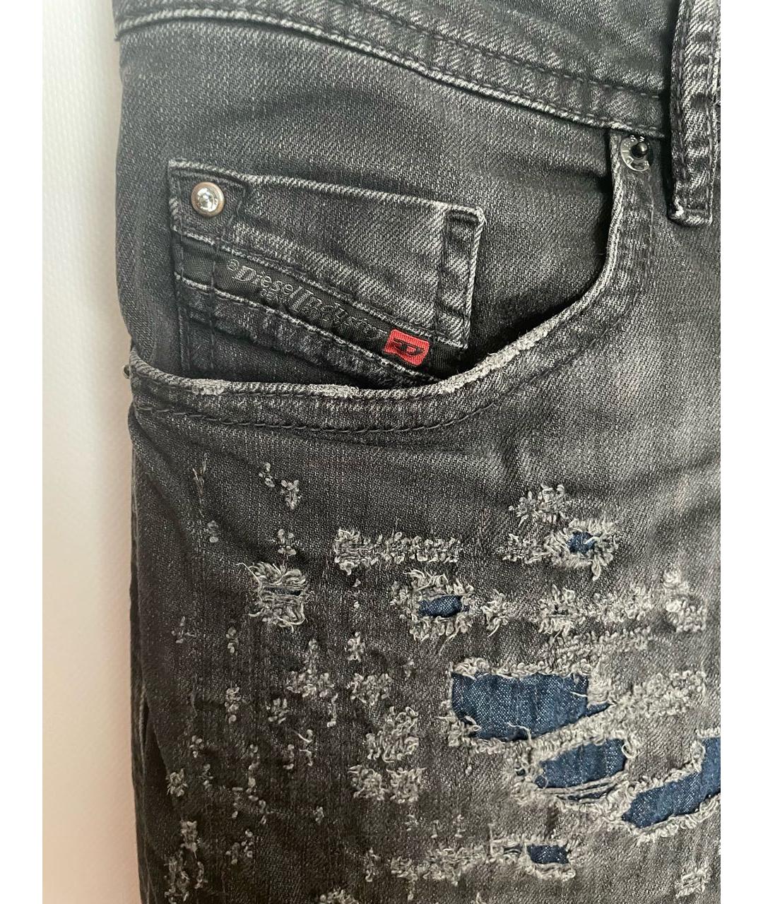 DIESEL Черные хлопко-эластановые джинсы скинни, фото 3