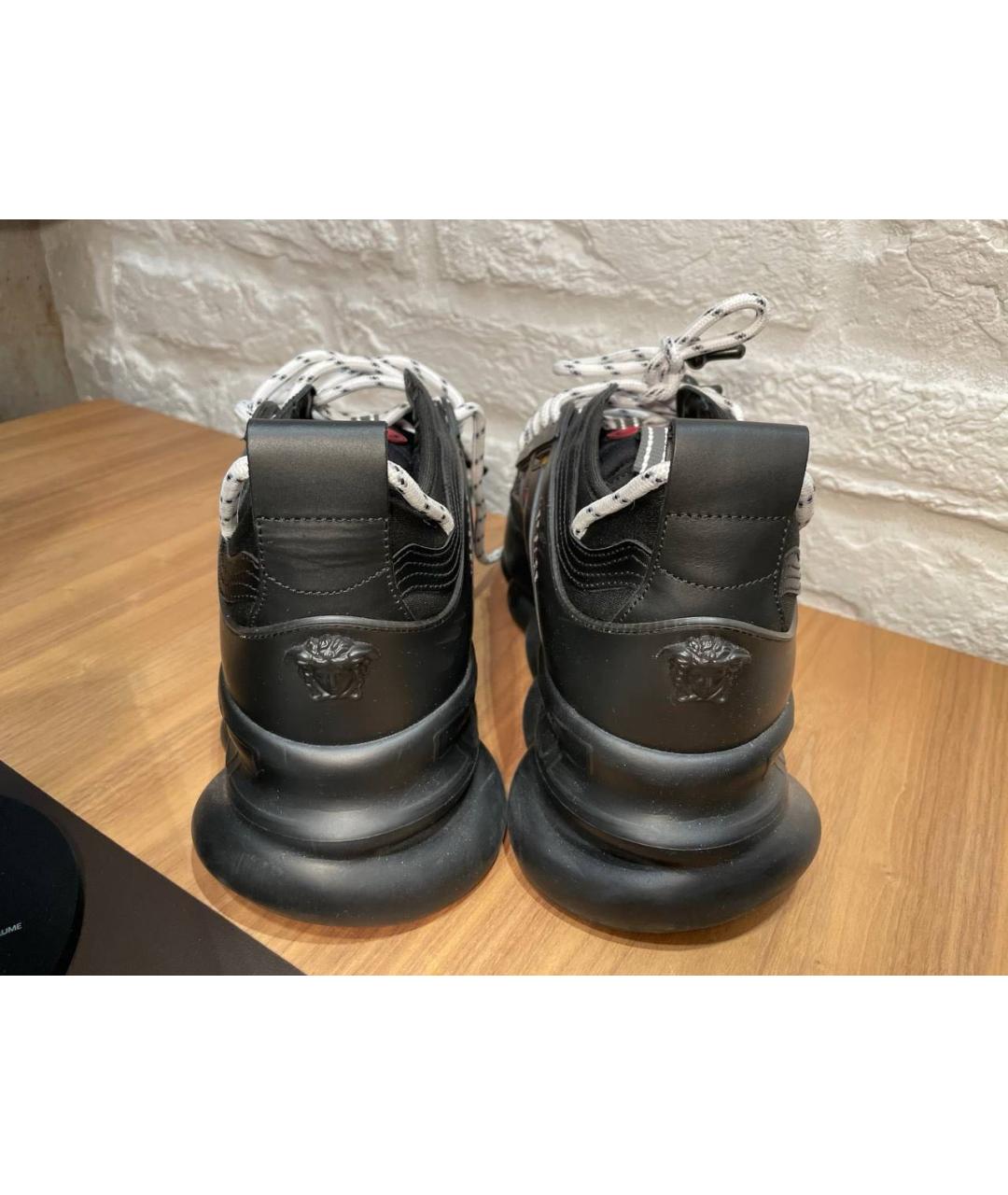 VERSACE Черные замшевые низкие кроссовки / кеды, фото 4